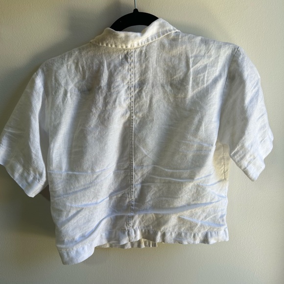 Madewell Linen Collared Button Up Top White XS - Picture 8 of 9